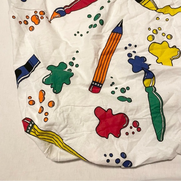 Vintage Multi Coloured Crayon and Pencil Patterned Twin Fitted Sheet - Picture 8 of 16